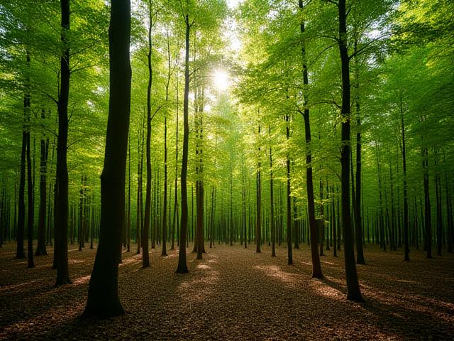 Junge Bäume in einem neu aufgeforsteten Abschnitt des Wienerwaldes