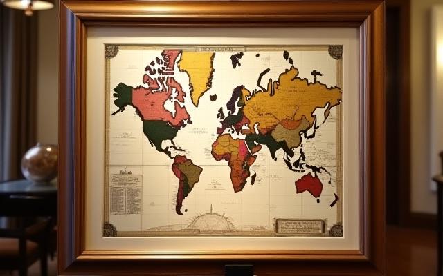 額に入れられた美しい古地図